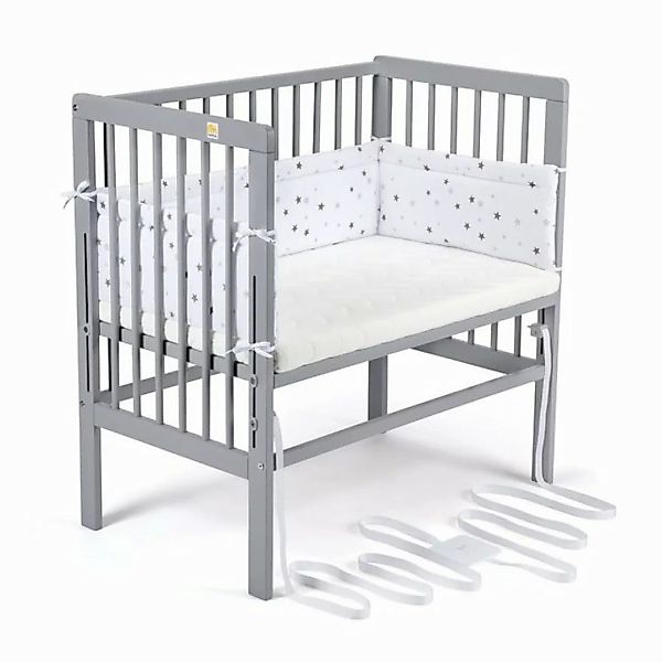 FabiMax Beistellbett Babybett Boxspring grau, 90 x 55 cm Liegefläche, aus B günstig online kaufen