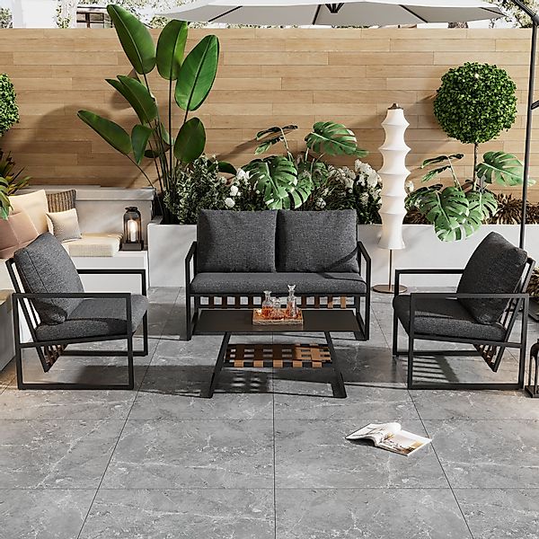 KLAM HOME Gartenlounge-Set Gartenmöbel-Loungesessel-Set mit verzinktem günstig online kaufen