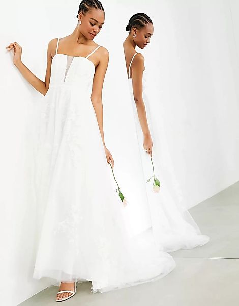 ASOS EDITION – Margot – Brautkleid mit tiefem Ausschnitt, schmalen Trägern günstig online kaufen