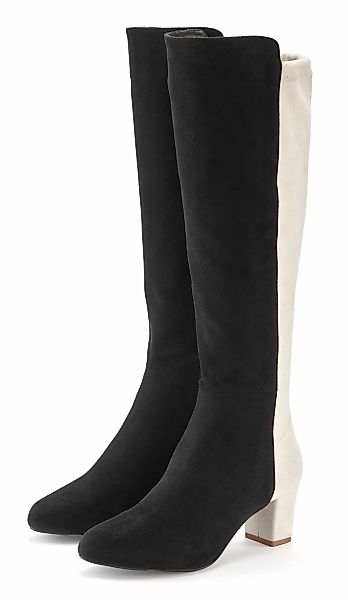 LASCANA Stiefel, Langer Stiefel, Stiefelette mit Blockabsatz in zweifarbige günstig online kaufen
