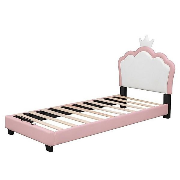 Odikalo Kinderbett Polsterbett, Lattenrosten Rückenlehne, Kronenform, Rosa, günstig online kaufen