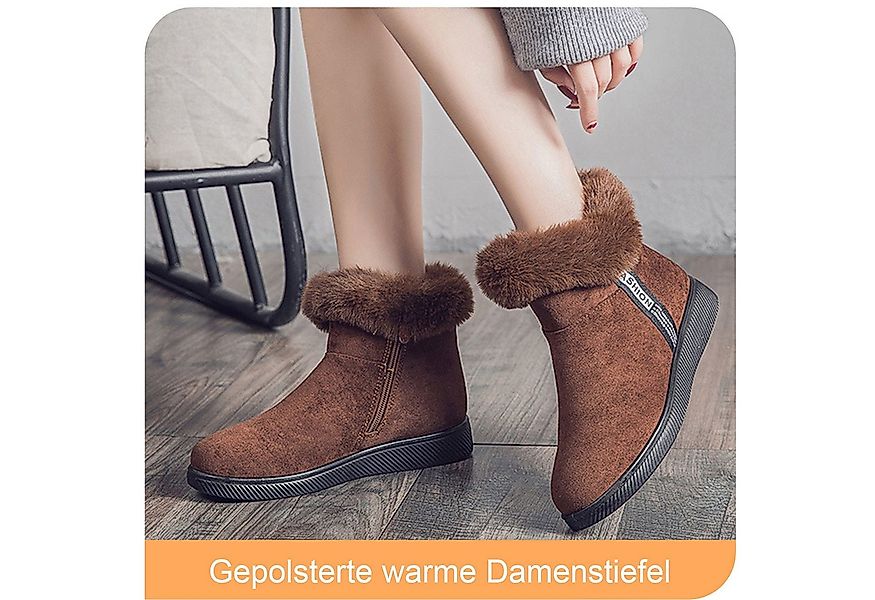 Refttenw Gefütterte Schlupfstiefel Wildleder Damen mit Kunstfell am Schaft günstig online kaufen
