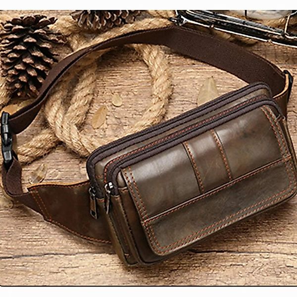 YUBRO-STUDIO Bauchtasche Herren Echtleder Bauchtasche Mehrere günstig online kaufen