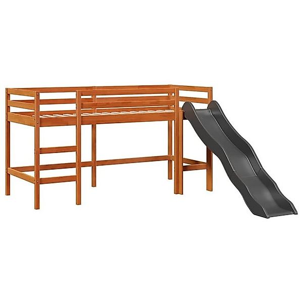 vidaXL Bett Kinderhochbett ohne Matratze Braun 80x200 cm Massivholz Kiefer günstig online kaufen