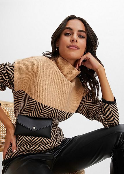 bonprix Strickpullover aus Polyacryl, Polyester und Elasthan, mit Stehkrage günstig online kaufen