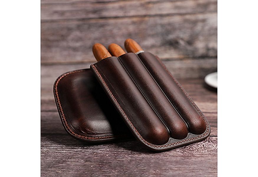 YUBRO-STUDIO Tabakbeutel Zigarrenetui 3 Echtes Leder Tragbarer Reisehumidor günstig online kaufen