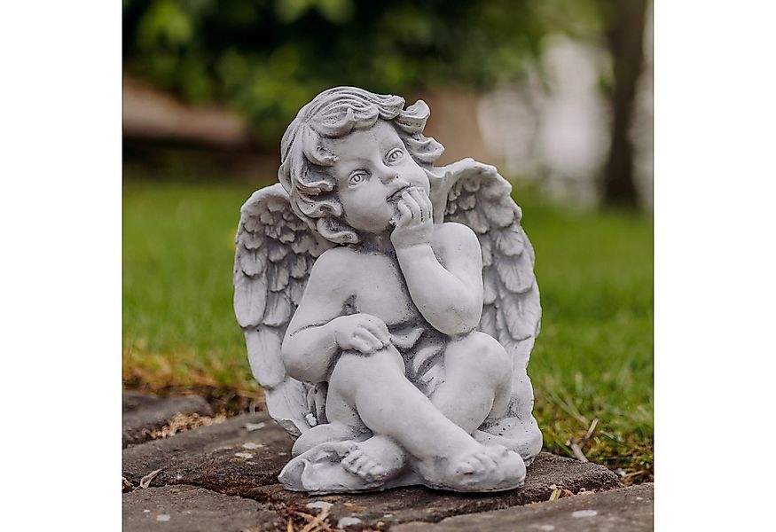 gartendekoparadies.de Gartenfigur Sitzender Engel Grabengel, Steinfigur H. günstig online kaufen