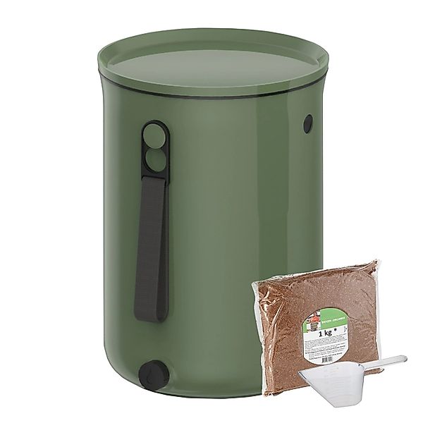 Skaza Küchenkompostbehälter Bokashi Organko Starterset Olivegrün günstig online kaufen