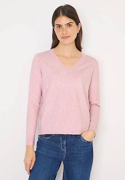 Cecil V-Ausschnitt-Pullover mit Materialmix günstig online kaufen