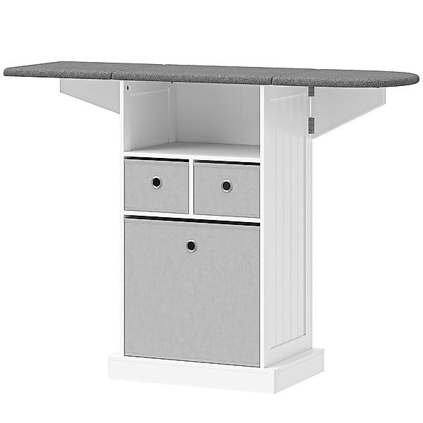 HOMCOM Bügelschrank mit Rollen, klappbares Bügelbrett, Bügelmöbel mit 3 Sto günstig online kaufen