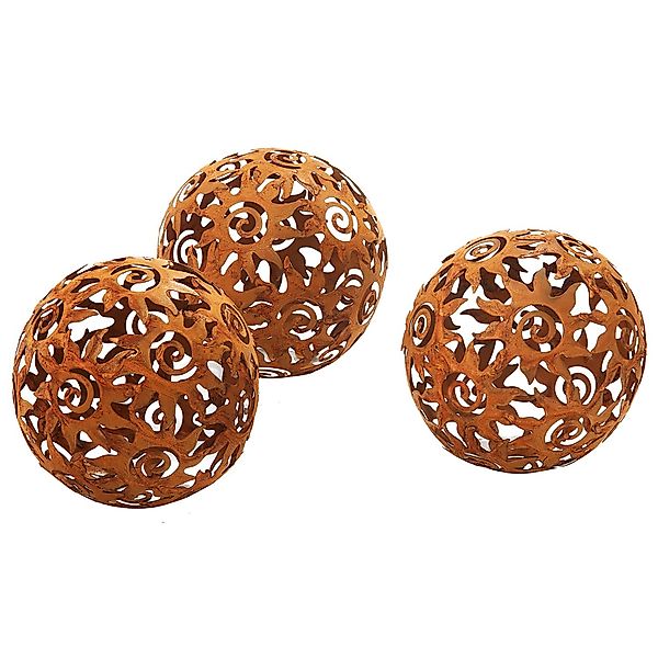 Kobolo Gartenkugel KASUMA Rostoptik 3er Set Durchmesser 15 cm günstig online kaufen