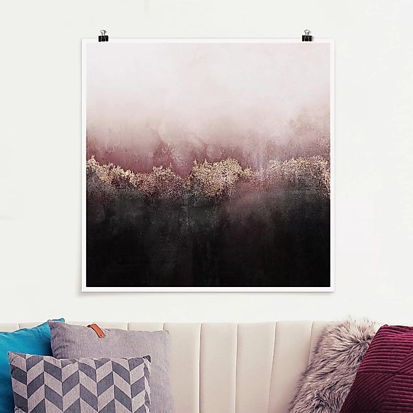 Poster - Quadrat Goldene Dämmerung Rosa günstig online kaufen