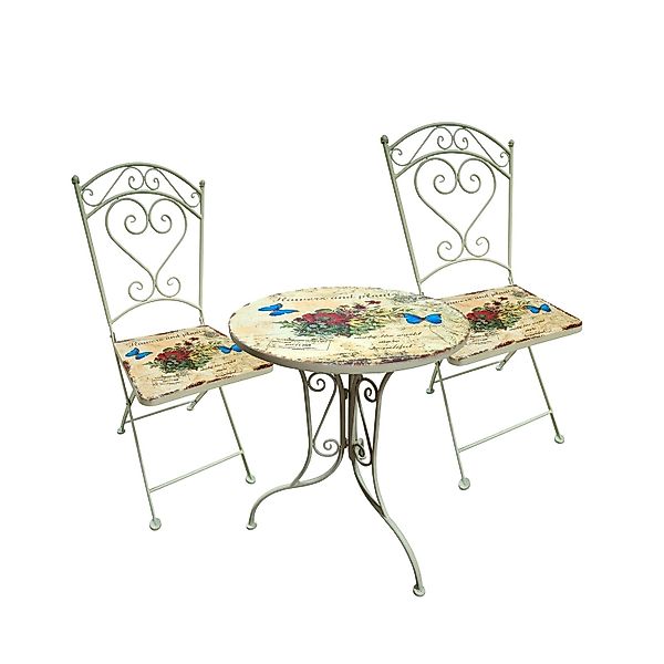 HTI-Line Balkonset Metalltisch mit Stühlen Flowers günstig online kaufen