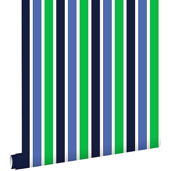 ESTAhome Tapete Streifen Marineblau und Grün 53 cm x 10,05 m 115819 günstig online kaufen