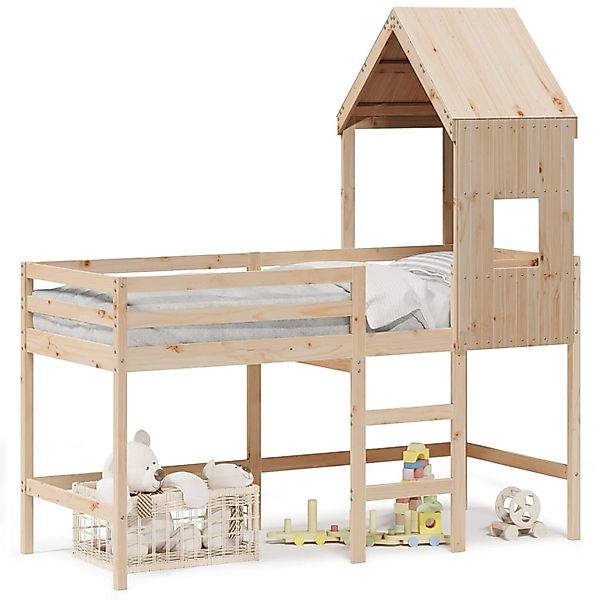 vidaXL Hochbett mit Leiter und Dach 80x200 cm Massivholz Kiefer2104991 günstig online kaufen