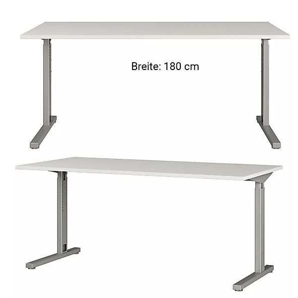 Schreibtisch 180 cm höhenverstellbar PRATO-01 in grau, B/H/T: ca. 180/80/80 günstig online kaufen