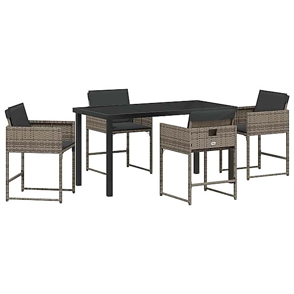 vidaXL Garten Essgruppe mit Kissen 5-Tlg Grau Poly Rattan 3380013 günstig online kaufen