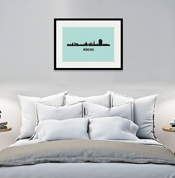 queence Bild "München Skyline", Städte-Stadt-Deutschland-Gebäude-Schriftzug günstig online kaufen