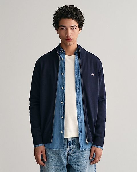 Gant Cardigan CASUAL COTTON ZIP CARDIGAN Mit Rippbündchen an Stehkragen, Är günstig online kaufen