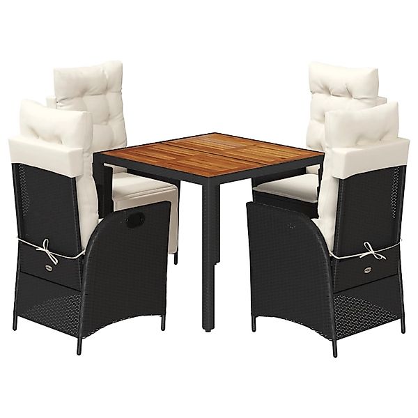 vidaXL 5-Tlg Garten-Essgruppe mit Kissen Schwarz Poly Rattan 3213087 günstig online kaufen