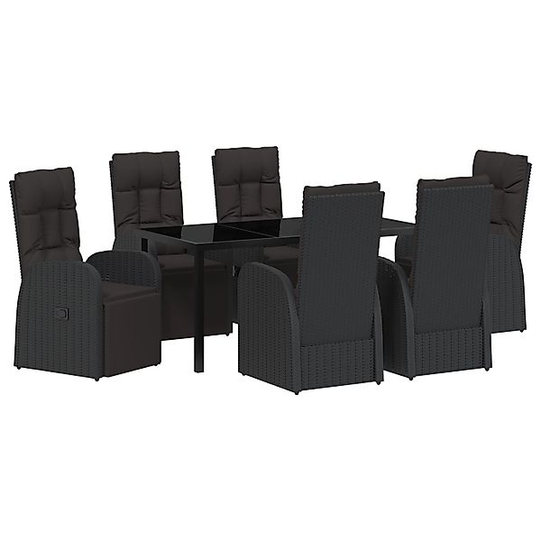 vidaXL Garten Essgruppe mit Kissen 7-Tlg Schwarz Poly Rattan 3379531 günstig online kaufen