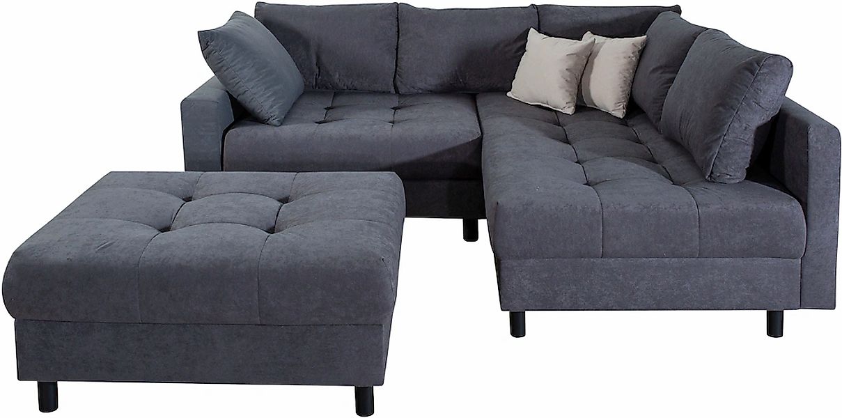 COLLECTION AB Ecksofa "Toni L-Form, B: 215 cm" mit Hocker & 2 Zierkissen, F günstig online kaufen