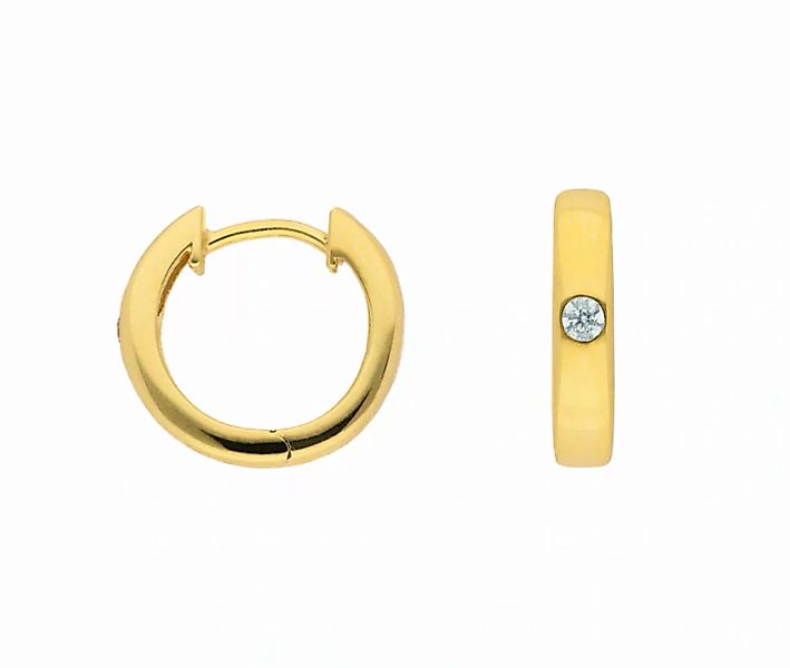 Adelia´s Paar Ohrhänger "585 Gold Ohrringe Creolen mit Zirkonia Ø 13,6 mm", günstig online kaufen