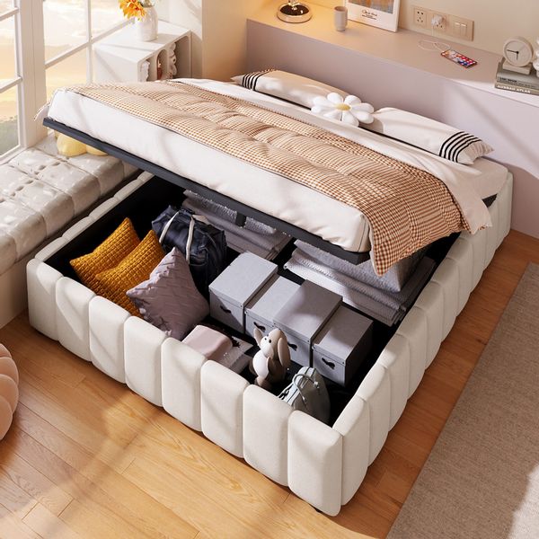 Flieks Polsterbett, hydraulisches Stauraumbett Kinderbett 140x200cm günstig online kaufen