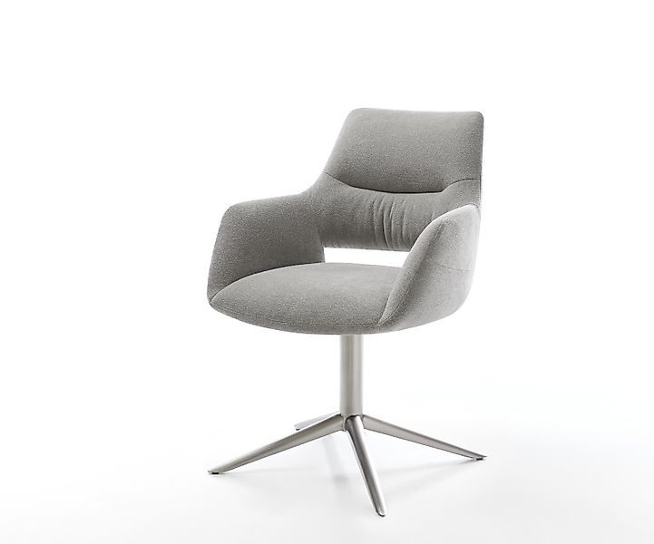 Drehstuhl Yago-Flex mit Armlehnen Strukturstoff Soft Grau Fußkreuz Edelstah günstig online kaufen