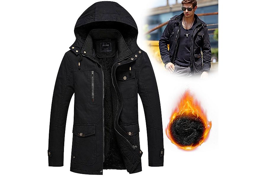 CALIYO Winterjacke Warmes Jacke Winterparka Multi-pocket Winddicht Fleeceja günstig online kaufen