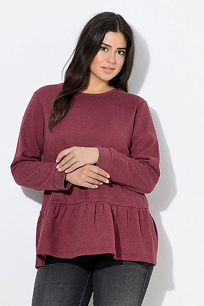Ulla Popken Sweatshirt Sweatshirt Volantsaum A-Linie Rundhals Langarm günstig online kaufen