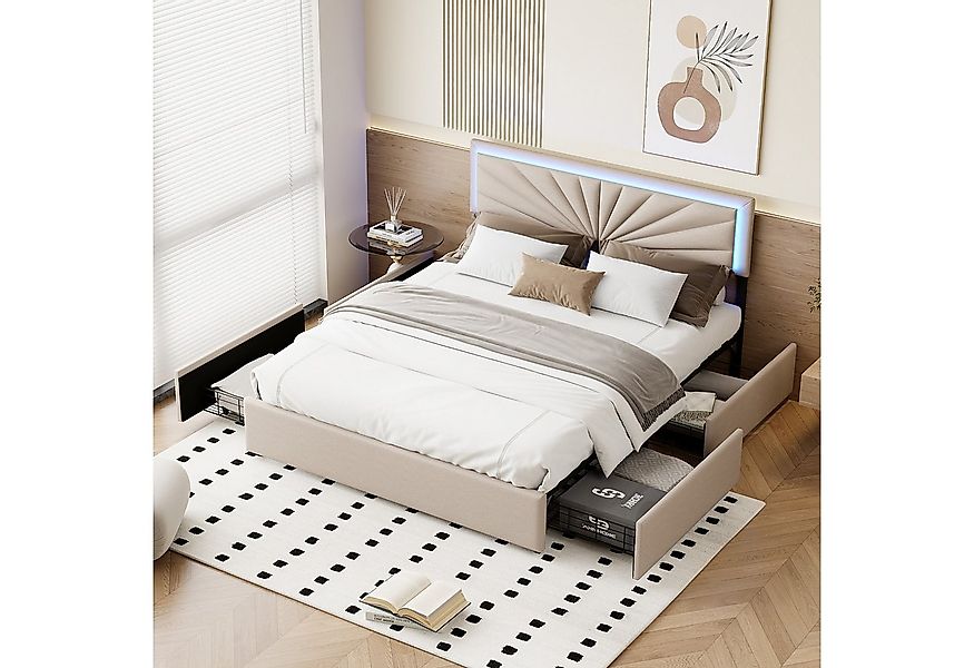 Furnishings Home Stauraumbett Polsterbett Doppelbett (Vier extra große Schu günstig online kaufen