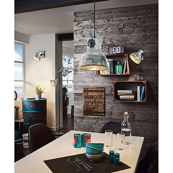 Eglo Stehleuchte Barnstaple 2-flammig  Braun-Patina E27 40 W günstig online kaufen