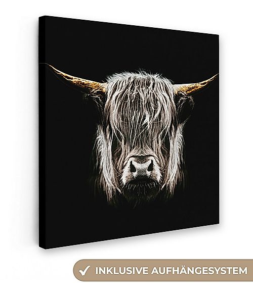 OneMillionCanvasses® Leinwandbild Schottischer Highlander - Gold - Hörner - günstig online kaufen