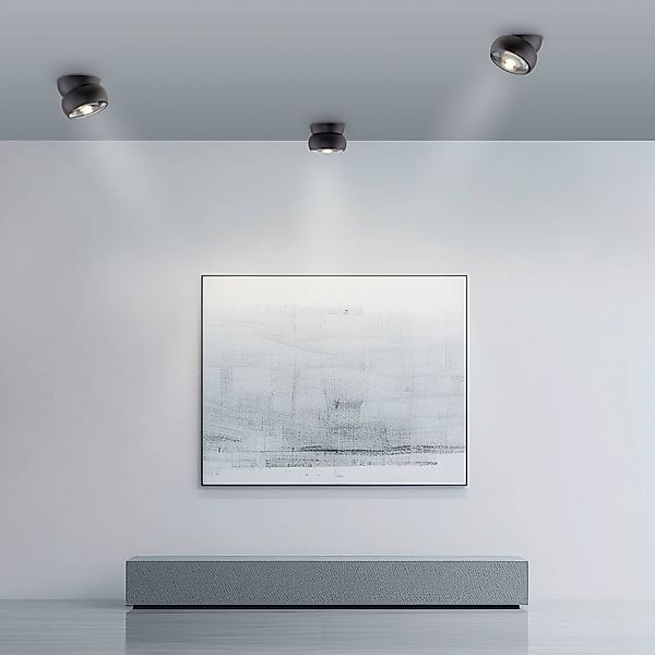 PURE LED-Deckenspot Move, schwarz, Ø 12 cm, Metall/Glas günstig online kaufen