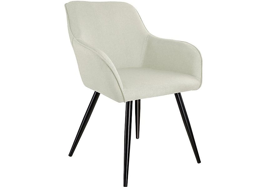 tectake Esszimmerstuhl Küchenstuhl Marilyn Leinenoptik, schwarze Stuhlbeine günstig online kaufen