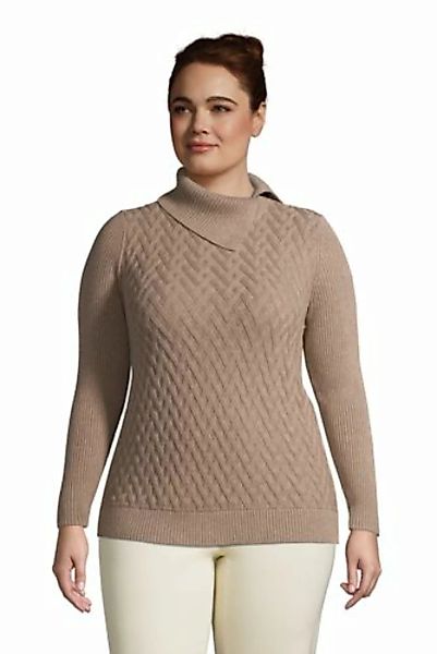 Baumwoll-Pullover mit geschlitztem Rollkragen in großen Größen, Damen, Größ günstig online kaufen