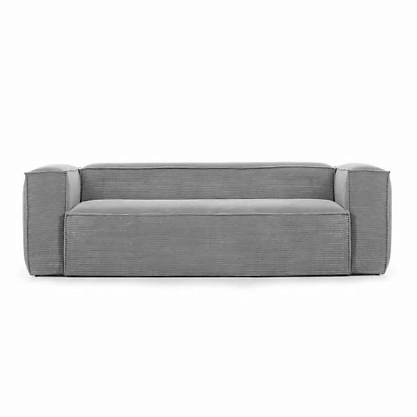 Natur24 Sofa Sofa Blok 3-Sitzer Kord grau 240cm Couch Sitzgarnitur günstig online kaufen