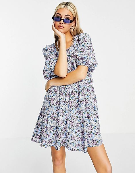 Violet Romance – Hängerkleid mit Blumenprint und Schnürung am Rücken-Mehrfa günstig online kaufen