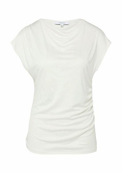 Comma Rundhalsshirt Sommershirt - gerafft und aus reiner Viskose günstig online kaufen