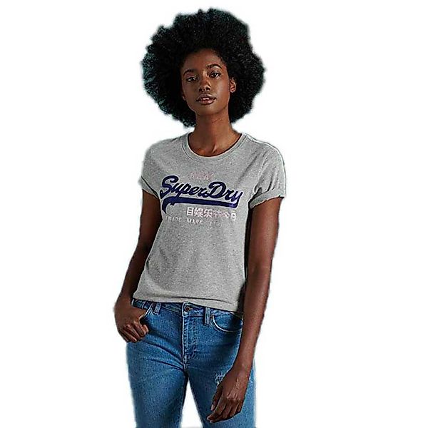 Superdry Vintage Logo Duo Satin Kurzärmeliges T-shirt 2XS Grey Marl günstig online kaufen