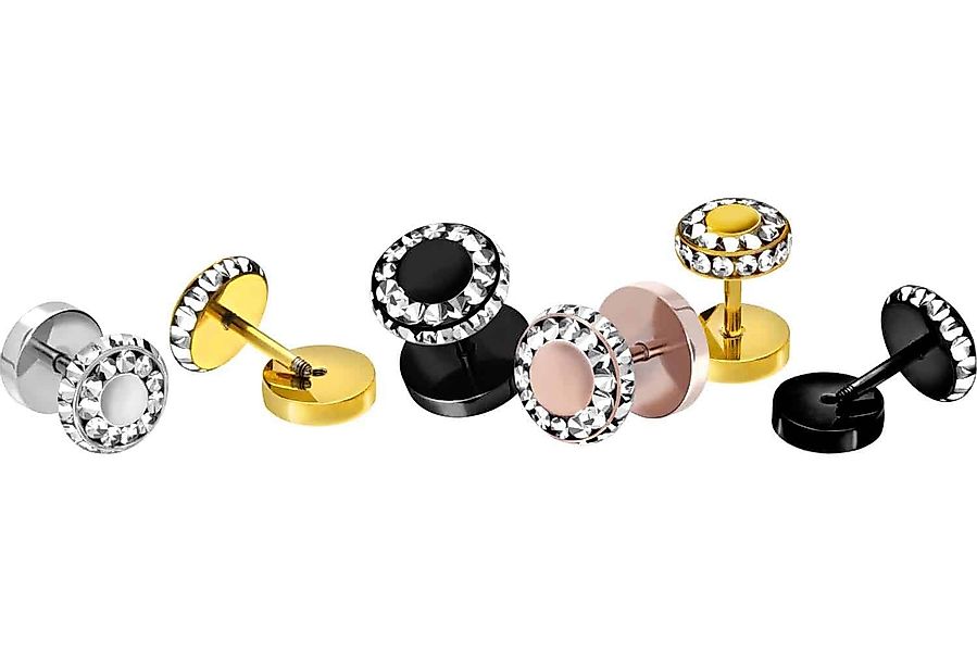 PIERCINGLINE Fake-Ear-Plug Chirurgenstahl Fake Plug KRISTALLE günstig online kaufen