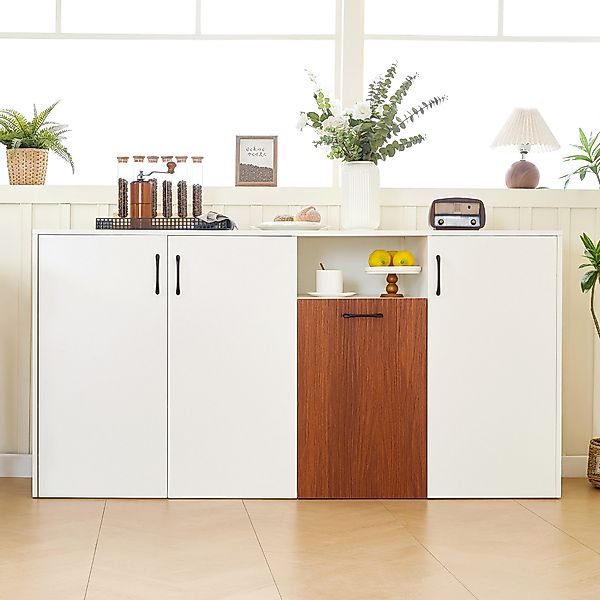 Flieks Sideboard mit 4 Türen Weiß günstig online kaufen