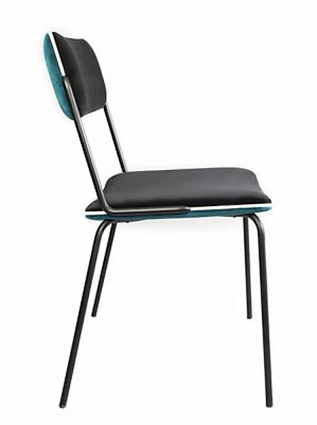 Gepolsterter Stuhl Double jeu textil blau schwarz / Velours - Maison Sarah günstig online kaufen