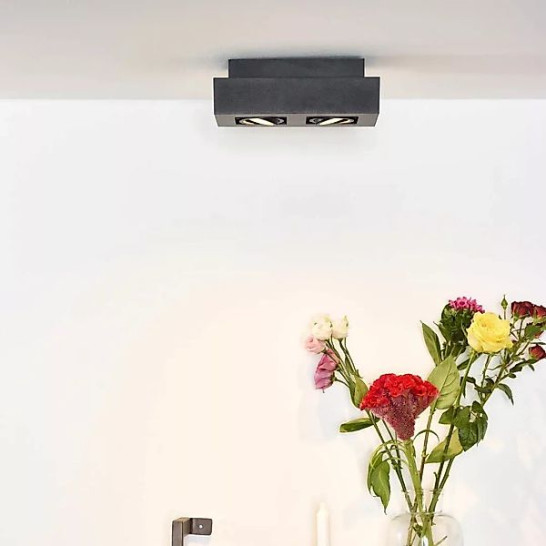 LED Deckenleuchte Xirax GU10 2x5W  in Schwarz 2-flammig günstig online kaufen