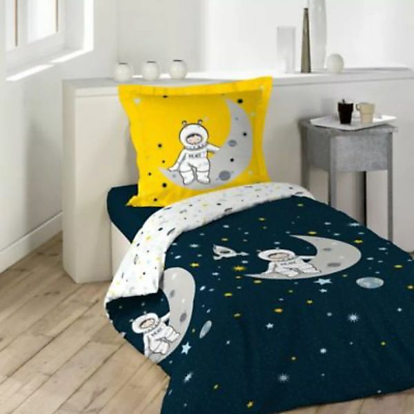 dynamic24 2tlg. Kinder Wende Bettwäsche 140x200 Baumwolle Astronaut Mond Be günstig online kaufen