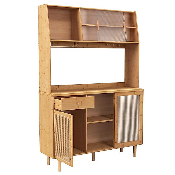 KOMFOTTEU Küchenbuffet Buffetschrank Hochschrank aus Bambus, günstig online kaufen