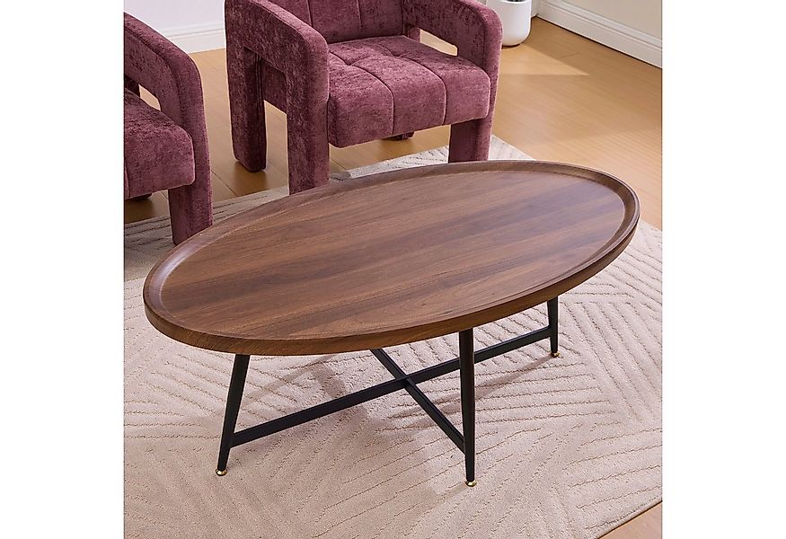 MODFU Couchtisch Minimalistischer ovaler Holz-Sofatisch (mit Metallrahmen, günstig online kaufen
