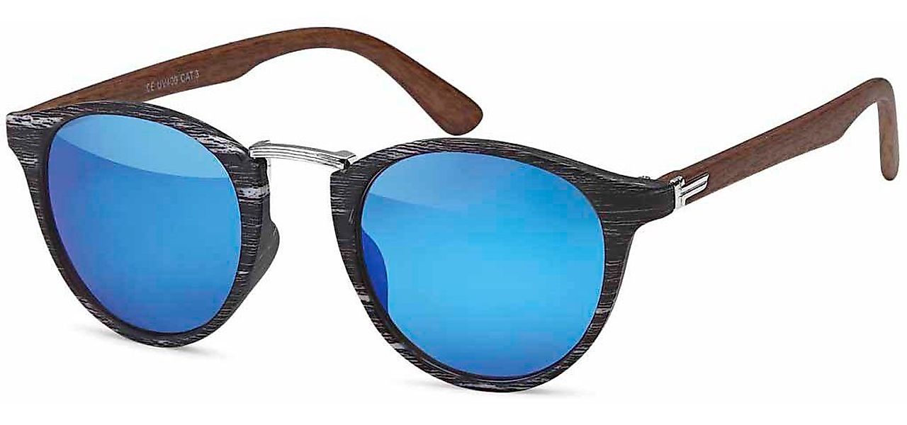 styleBREAKER Sonnenbrille Panto Sonnenbrille Holz Optik günstig online kaufen