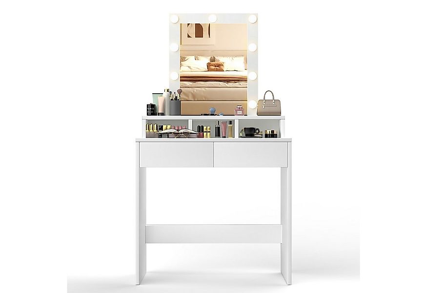 oyajia Schminktisch Kosmetiktisch mit Spiegel und LED-Beleuchtung, 2 Schubl günstig online kaufen